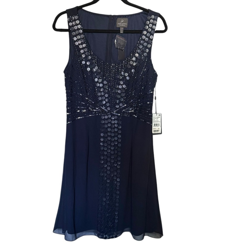 Adrianna Papell Sleeveless Fully Beaded Party Mini Dress
